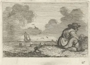 Dune landscape with a man sitting near a basket, Gillis van Scheyndel I Jan Porcellis Dune landscape with a man sitting near a basket, Gillis van Scheyndel I Jan Porcellis