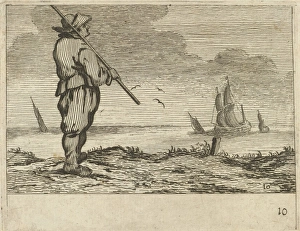 Dune landscape with a man watching a ship, Gillis van Scheyndel (I), Jan Porcellis, 1645 Dune landscape with a man watching a ship, Gillis van Scheyndel (I), Jan Porcellis, 1645