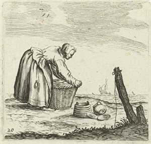 Dune landscape with a woman bent over a basket, Gillis van Scheyndel (I), Jan Porcellis Dune landscape with a woman bent over a basket, Gillis van Scheyndel (I), Jan Porcellis