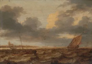 Fishing boats choppy waters Seascape several small fishing boats Fishing boats choppy waters Seascape several small fishing boats