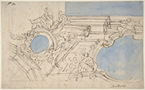 Foreshortened View Ceiling Corner Decorated Statues Foreshortened View Ceiling Corner Decorated Statues