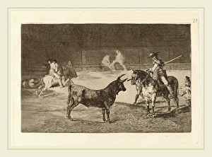 Francisco de Goya, El celebre Fernando del Toro, barilarguero, obligando a la fiera Francisco de Goya, El celebre Fernando del Toro, barilarguero, obligando a la fiera