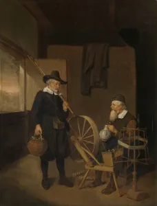 Interior with an Angler and a Man Sitting at a Spinning Wheel and Reel, Quiringh Gerritsz Interior with an Angler and a Man Sitting at a Spinning Wheel and Reel, Quiringh Gerritsz