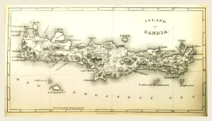 Island of Candia, History of the Greek Revolution, 19th century engraving, Crete, Greece Island of Candia, History of the Greek Revolution, 19th century engraving, Crete, Greece