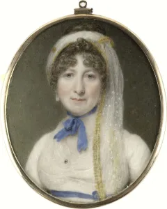 Portrait woman Bust facing white gauze veil Richard Collins Portrait woman Bust facing white gauze veil Richard Collins