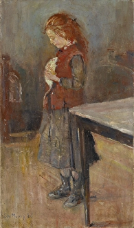 Red-haired girl white rat 1886 oil canvas 38.5 x 22.8 cm Red-haired girl white rat 1886 oil canvas 38.5 x 22.8 cm