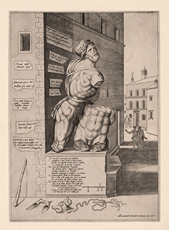 The statue Pasquino, standing on a pedestal in the Piazza di Pasquino in Rome, Italy The statue Pasquino, standing on a pedestal in the Piazza di Pasquino in Rome, Italy