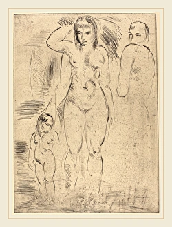 Wilhelm Lehmbruck, Woman and Child (Weib und Kind), German, 1881-1919, 1914, drypoint Wilhelm Lehmbruck, Woman and Child (Weib und Kind), German, 1881-1919, 1914, drypoint