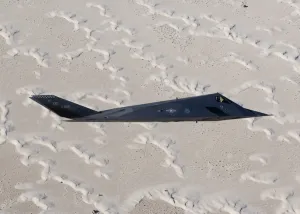 An F-117 Nighthawk flies over White Sands National Monument, New Mexico An F-117 Nighthawk flies over White Sands National Monument, New Mexico