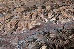 Three-dimensional view of the landscape of Lhasa, Tibet Three-dimensional view of the landscape of Lhasa, Tibet