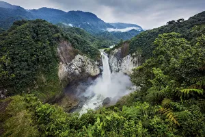 The San Rafael waterfall, the biggest falls in Ecuador, located on the boundary of The San Rafael waterfall, the biggest falls in Ecuador, located on the boundary of