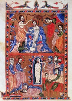 'Baptism of Jesus and the Raising of Lazarus', 1336. Artist: Sargis Pidsak 'Baptism of Jesus and the Raising of Lazarus', 1336. Artist: Sargis Pidsak