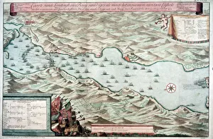Battle of Vigo Bay, Spain, 12 October 1702. Artist: Unknown Battle of Vigo Bay, Spain, 12 October 1702. Artist: Unknown
