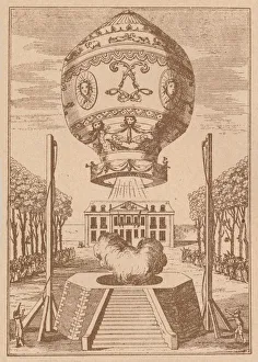 The first balloon ascent, c1785 (1919). Artist: Unknown The first balloon ascent, c1785 (1919). Artist: Unknown