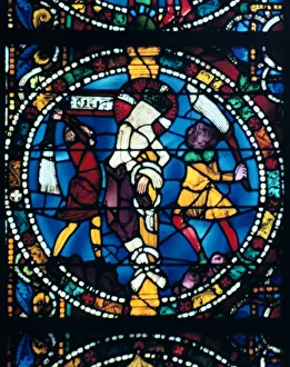 The Flagellation, stained glass, Chartres Cathedral, France, 1194-1260. Artist: Unknown The Flagellation, stained glass, Chartres Cathedral, France, 1194-1260. Artist: Unknown