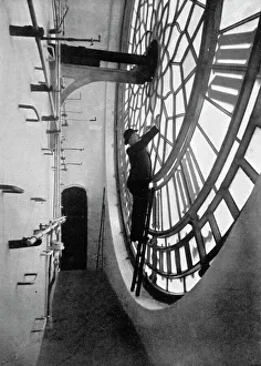 Inside the clock face of Big Ben, Palace of Westminster, London, c1905. Artist: Unknown Inside the clock face of Big Ben, Palace of Westminster, London, c1905. Artist: Unknown