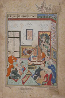 King Salih of Syria Entertaining Two Dervishes, Folio from a Bustan (Orchard) of Sa'di King Salih of Syria Entertaining Two Dervishes, Folio from a Bustan (Orchard) of Sa'di