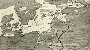 'Map indicating the Position of the Allied Naval Victory in the Baltic', 1916. Creator: Unknown 'Map indicating the Position of the Allied Naval Victory in the Baltic', 1916. Creator: Unknown