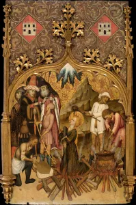 The Martyrdom of Saint Lucy, c. 1440. Artist: Martorell, Bernat, the Elder (1390-1452) The Martyrdom of Saint Lucy, c. 1440. Artist: Martorell, Bernat, the Elder (1390-1452)