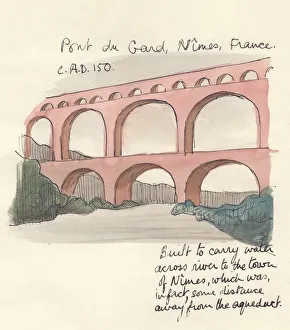 Pont du Gard, Nimes, France, 1951. Creator: Shirley Markham Pont du Gard, Nimes, France, 1951. Creator: Shirley Markham