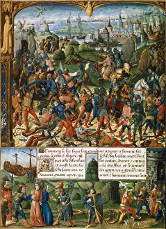 Scenes from the Seventh Crusade, 1248-1254 (15th century). Artist: Unknown Scenes from the Seventh Crusade, 1248-1254 (15th century). Artist: Unknown