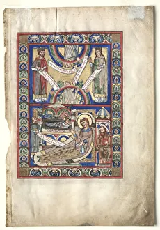 Single Leaf Excised from a Gospel Book: The Nativity (recto) and St. Matthew (verso), c Single Leaf Excised from a Gospel Book: The Nativity (recto) and St. Matthew (verso), c