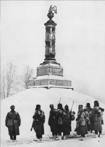 Soviet soldiers at the monument to the heroes of the War of 1812 in the village of Tarutino Kaluga r Artist: Anonymous Soviet soldiers at the monument to the heroes of the War of 1812 in the village of Tarutino Kaluga r Artist: Anonymous