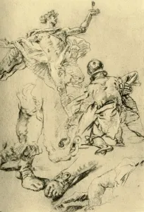 'Study for a page in the Kaisersaal', 1751-1752, (1928). Artist: Giovanni Battista Tiepolo 'Study for a page in the Kaisersaal', 1751-1752, (1928). Artist: Giovanni Battista Tiepolo