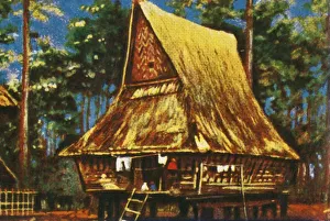 Traditional house on stilts, Sumatra, c1928. Creator: Unknown Traditional house on stilts, Sumatra, c1928. Creator: Unknown