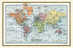 Old Map of The World 1881 Old Map of The World 1881